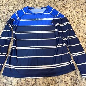 Athleta Blue and White Striped Swim Top